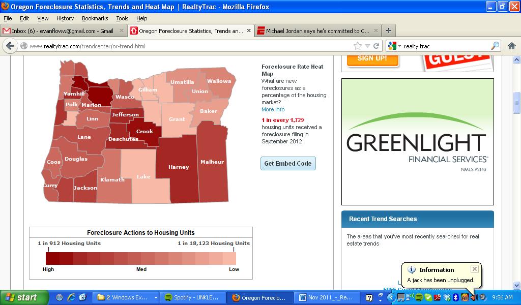 HOUSING MARKET ANALYSIS ABRAMOWITZ 16 Figure 4: Foreclosure Rate Heat Map-Oregon, September 2012 Source: RealtyTrac According to RealtyTrac, the ten states that ranked the highest in foreclosure