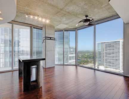 SPECTACULAR CORNER UNIT OVERLOOKING LADY BIRD LAKE This 23rd-floor corner unit on the south end of The 360 Condos overlooks Lady Bird Lake and Austin s hill country.