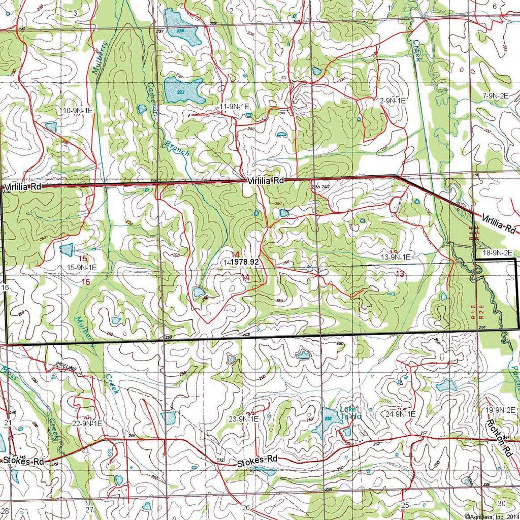Topography Map 14-9N-1E Madison County Mississippi map center: 32 37' 33.27, 90 9' 52.