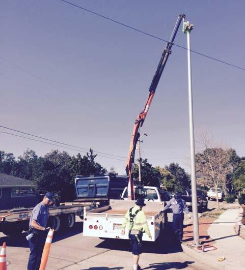 Signal and lighting staff worked together with Water Resource Recovery Facility staff to borrow a crane and