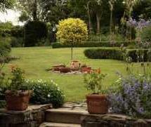 rockery garden; gravelled seating area; large pavillion style