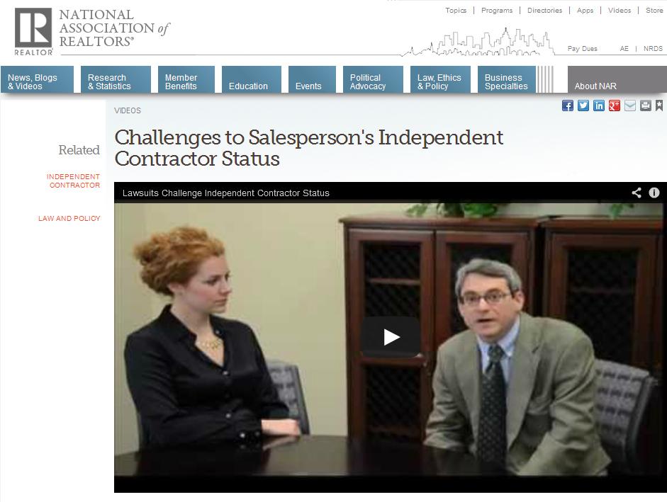 NAR Videos Related to the Independent Contractor Status Issue