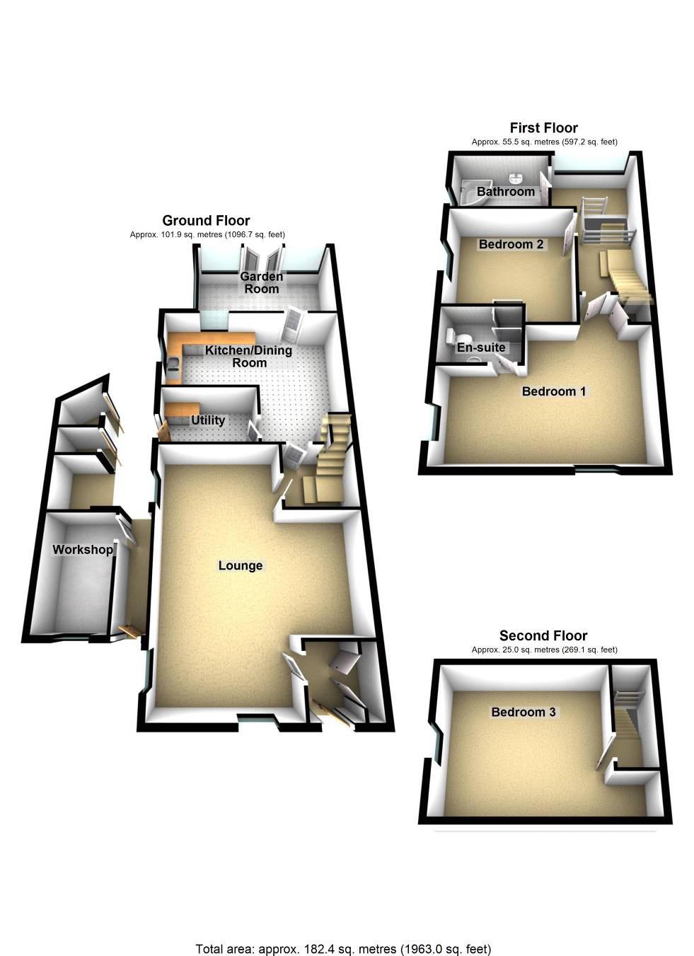 Property layout ROOM MEASUREMENTS Lounge 19'0 (5.79 m) X 24 4 (7.43 m) Kitchen diner 18'8 (5.69 m) X 15'8 (4.80 m) maximum measurements Garden room 15'9 (4.80 m) X 9 3 (2.84 m) Utility room 9'11 (3.