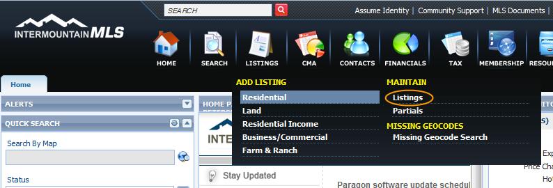 11. To maintain a listing or perform additional tasks you can select from the Select an Action Menu 12.