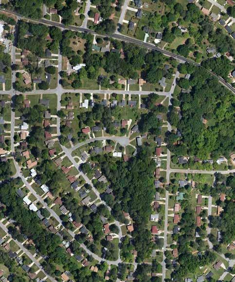 fringe largest plot sizes, relatively low percentage of street-space