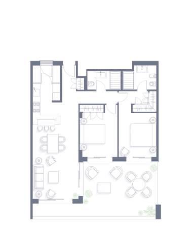 FLOOR PLAN TYPE 1: 2 BEDROOMS 2 BATHROOMS BUILT AREAS m 2 Usable interior area 78-86 Usable exterior area 25-35 This document is only informative and does not form