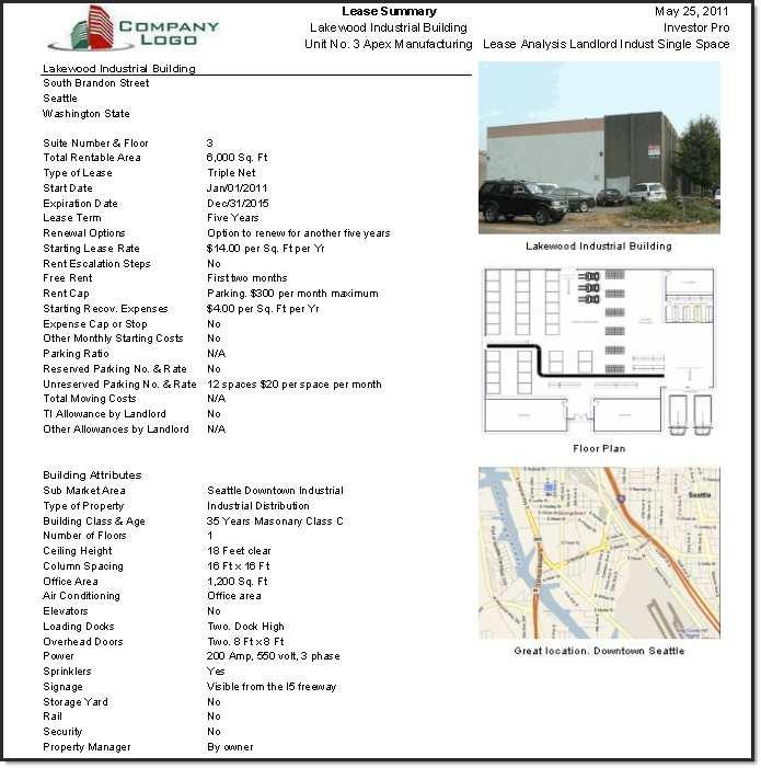 Lease Summary Report Page 1.