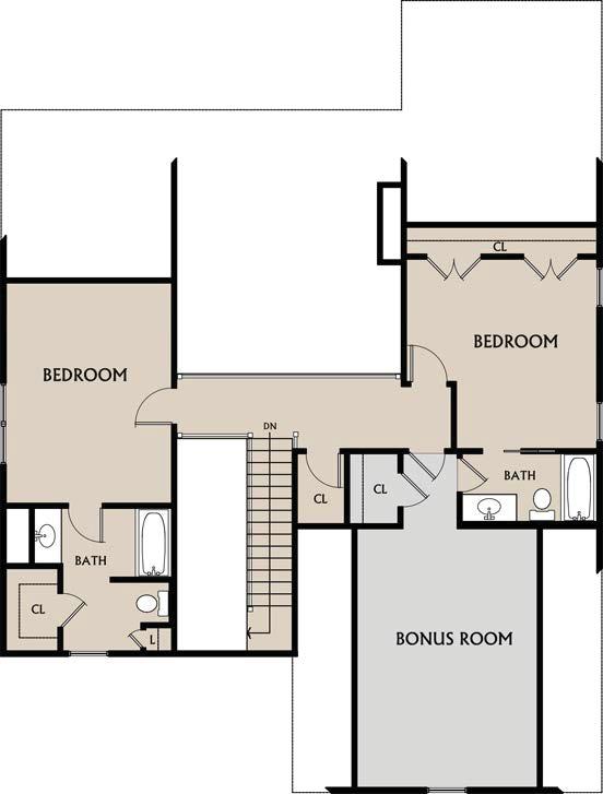 Two upstairs bedrooms with separate bathroom access.