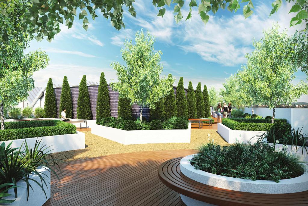 STUNNING ROOFTOP GARDENS With private outdoor space often at a premium along the canal the majority of apartments at Drayton Wharf benefit from the inclusion of a balcony or terrace.