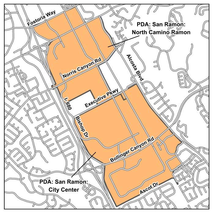 D-64 Contra Costa PDA Investment and Growth Strategy Update San Ramon North Camino Ramon Transit Town Center OVERVIEW The San Ramon North Camino Ramon PDA, conveniently located immediately adjacent