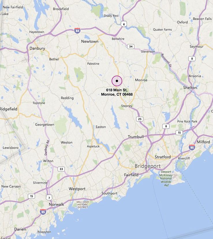 For Sale or Lease Location Map Monroe, Connecticut