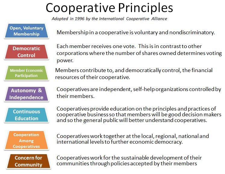 There is a special set of ethical values that apply to co-operatives: the International Co-operative Principles.
