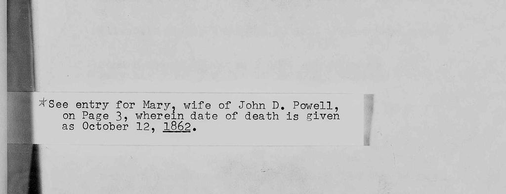 *See entry for Mary wife of John D.