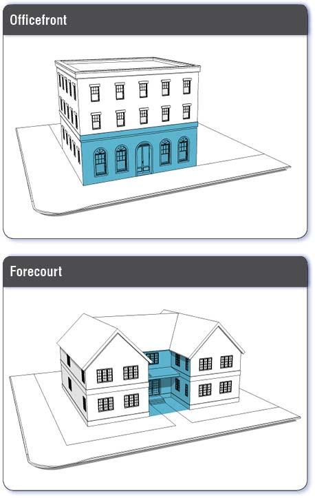 FIGURE 10.5A43.10 FAÇADE TYPES (CONTINUED) A façade type in which the façade is aligned close to the front lot line with the building entrance at or elevated above sidewalk grade.
