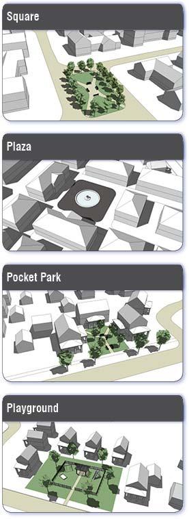 FIGURE 10.5A46.10 COMMUNITY SPACES (CONTINUED) A community space available for unstructured recreation and community purposes. A square is spatially defined by buildings.