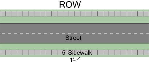 Design Standards Article 06 of five (5) foot wide sidewalks and five (5) foot wide bike lanes on both sides of the street may be provided instead of 10 foot wide pathways. (e) Location.
