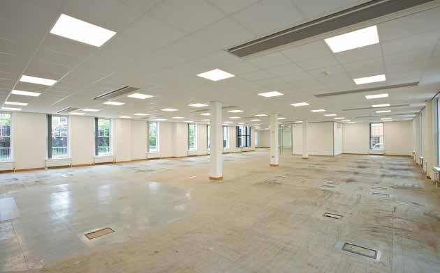 floors, suspended ceilings with inset LED lighting,