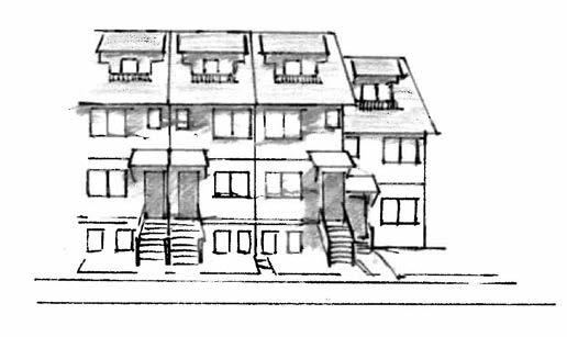 Figure 12: Illustration of upper floor contained in pitched roof Figure 13: Illustration of upper floor setback for flat or shallow pitched roofs (NEW DIAGRAM) 5.1.2 Massing of Rowhouses Rowhouses should visually emphasize individual units.