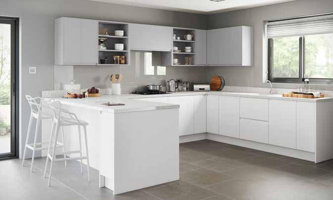 Special Buy - Roma Available in a matt and gloss finish, this integrated J handle door can be used to create a modern, handleless kitchen design.