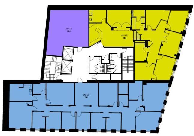 FLOOR PLANS First Floor space consists of: #103: 3 Offices, open work space/reception FIRST FLOOR