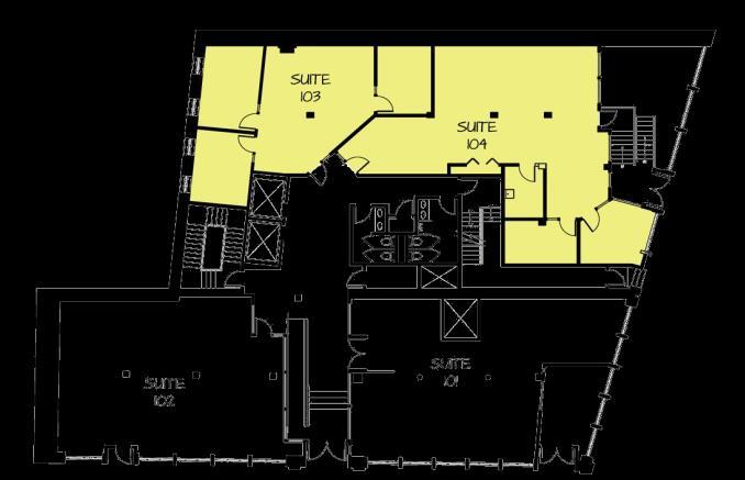 room, reception area, open work area and kitchenette #204: Open office space SECOND FLOOR AVAILABLE SPACE