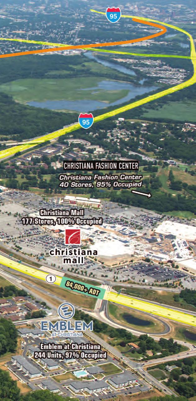 PRIME DEVELOPMENT LOCATION The Property is situated at the confluence of Interstate 95 and Routes 1 and 7 in the Northern Delaware area known as Churchman s Crossing.
