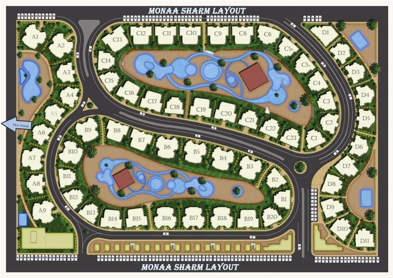 Moona Sharm Master Plan 40,000 m2 total plot 20% only of buildings 8 swimming pools - each with small pool for children Studios, 1 & 2 bedroom apartments Communal roofs with great