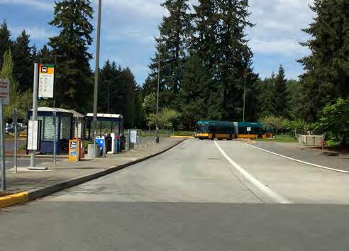 To access the Totem Lake Freeway Station from the Kingsgate Park-and-Ride pedestrians use a crosswalk, in the southern portion of the park-and-ride, to access sidewalks along the east side of 116th