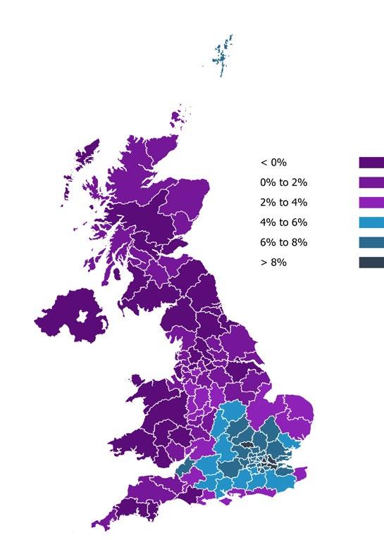 Breakdown of mortgage debt across the UK The picture at a localised level reveals that home owners in London and adjacent commuter areas grew debt four times faster than across the rest of