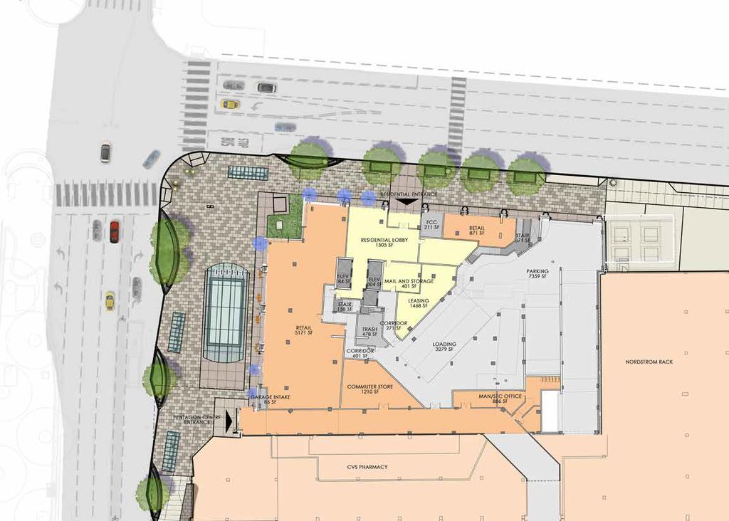 retail SITE PLAN - THE WITMER A THE WITMER 440 UNITS 396 PARKING SPACES 5,416 SF CORNER RETAIL 853 SF RETAIL PRIVATE ALLEY PENTAGON CENTRE 446,400 SF RETAIL