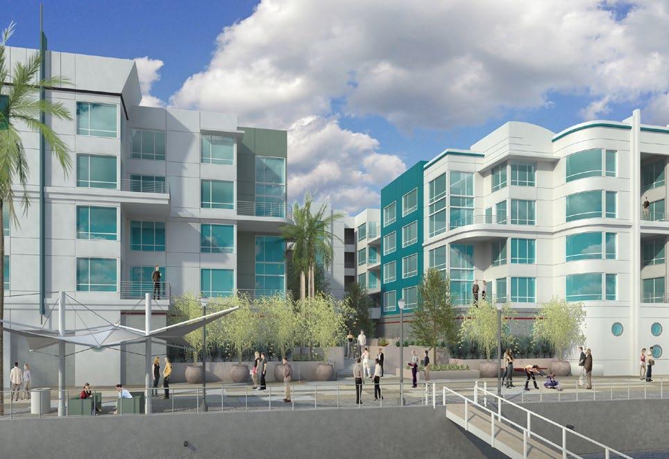 The multi-family residential development (including marina) is proposed on Parcels 10R and FF and is situated on Los Angeles County lease land.