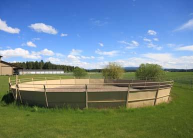 outdoor round pen 13 cross fenced pastures, 3-6 acres each