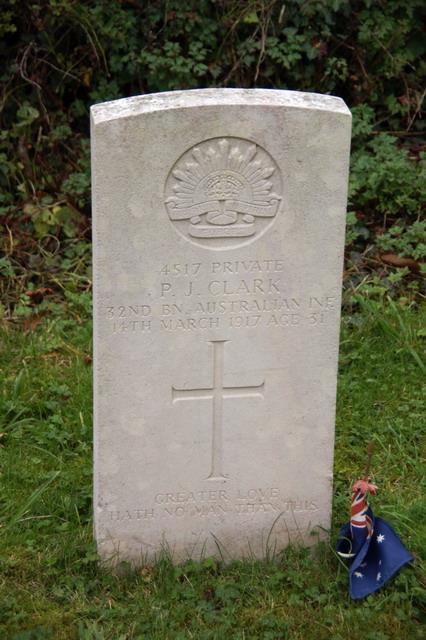 Photo of Pte P. J. Clark s CWGC Headstone at St.
