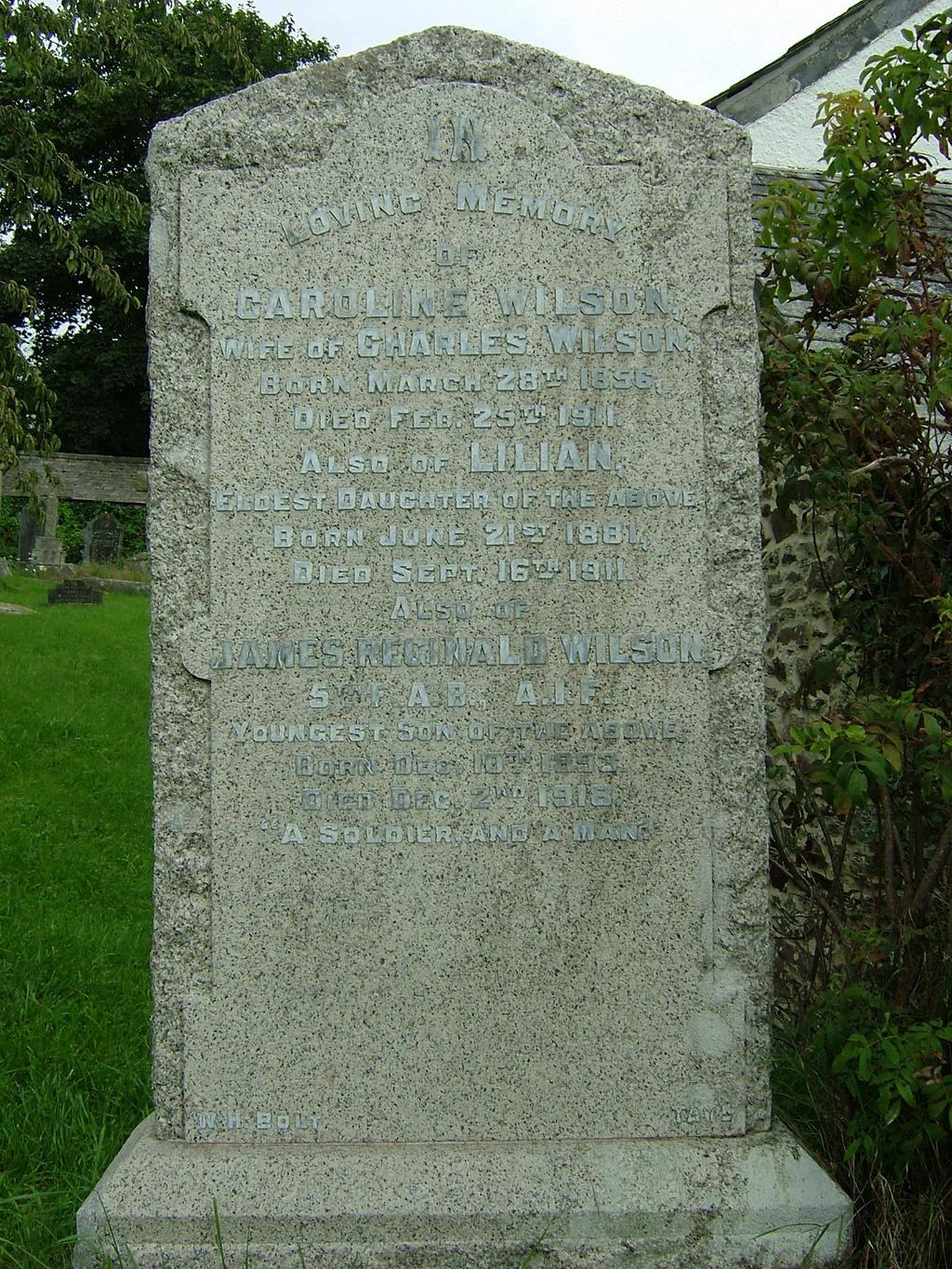 Photo of Gunner James Reginald Wilson s Family Headstone in St.