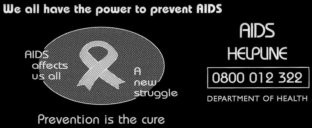 AIDS HELPUNE 0800 012 322 DEPARTMENT OF HEALTH N.B.