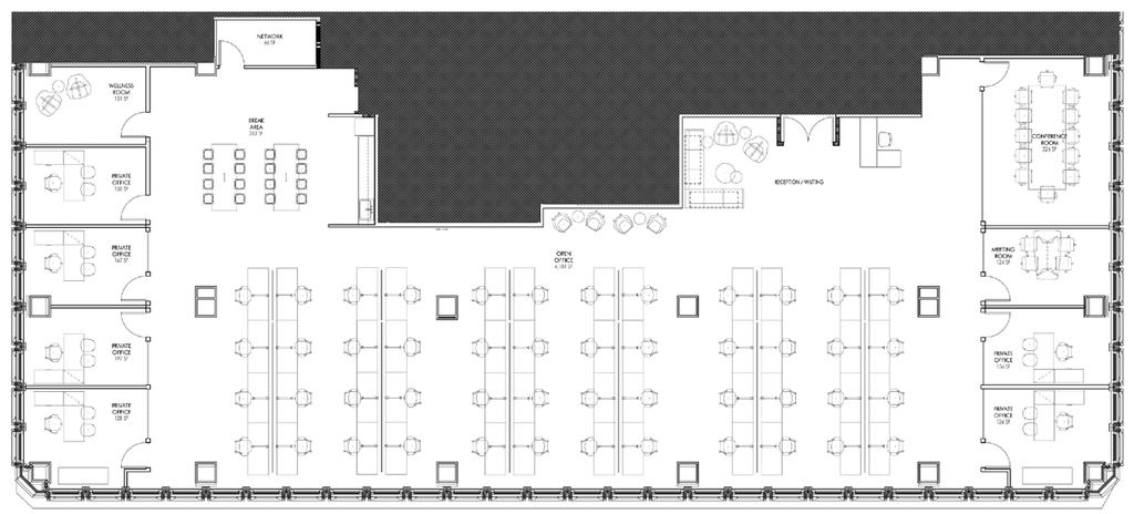 Hypothetical 12 th Floor Plan Suite 1250: 7,521 RSF 6-7 Private Offices, 1 Conference Room,
