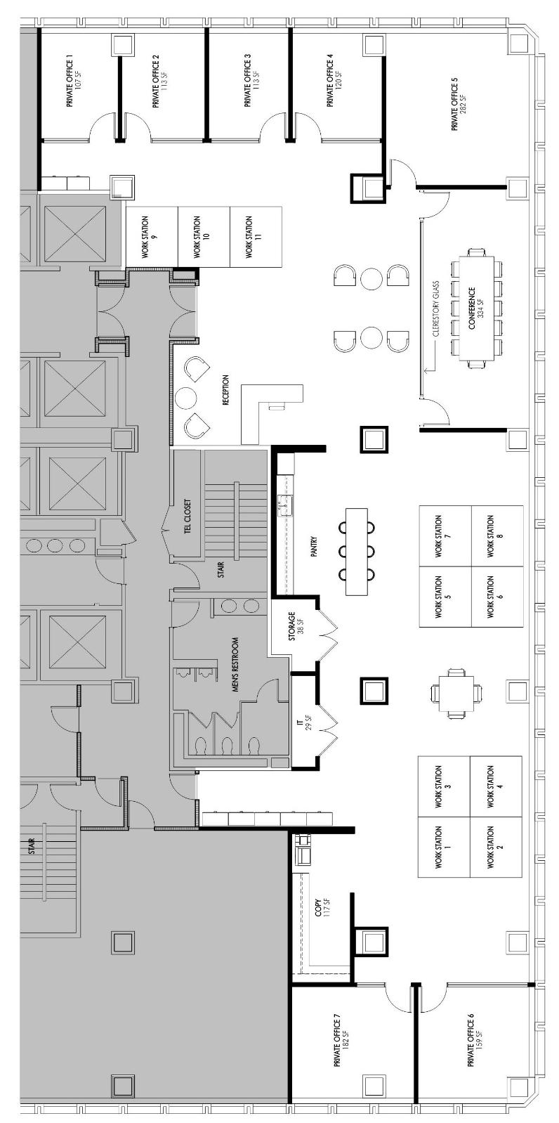 Clay Street Montgomery Street 15 th Partial Floor Plan Suite 1550: 5,916 RSF 7 Private Offices, 2