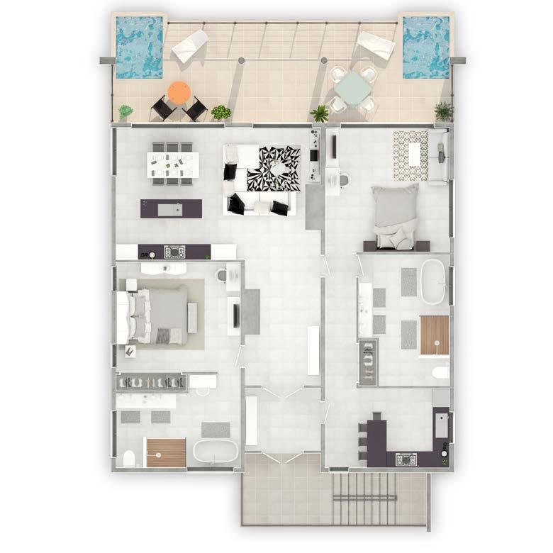 Floor One - Option B Two Bedroom Interior square foot; 1793 sq.