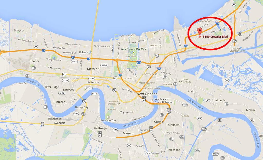Location Map Marketing Presentation New Orleans, Louisiana 70127 p 3 The property is located on Crowder Boulevard in the eastern part of New Orleans, just south of Lake Forest