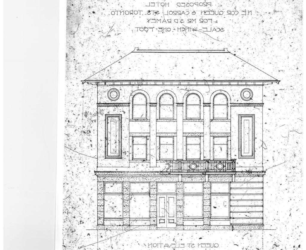 Drawing for the Queen St. Elevation for a Proposed Hotel, N E Corner Queen & Carroll Streets, Toronto for Mr. S. D.