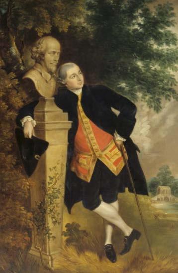 It was destroyed by fire at the museum, Stratford upon Avon in 1947. Garrick was the greatest actor of the 18 th century and is pictured here reclining against a bust of Shakespeare.
