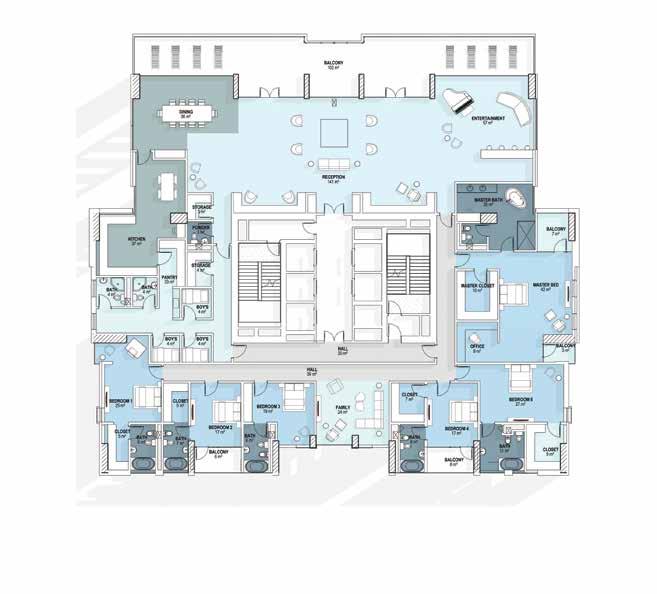 Each apartment has the same layout. Floors 21 24.