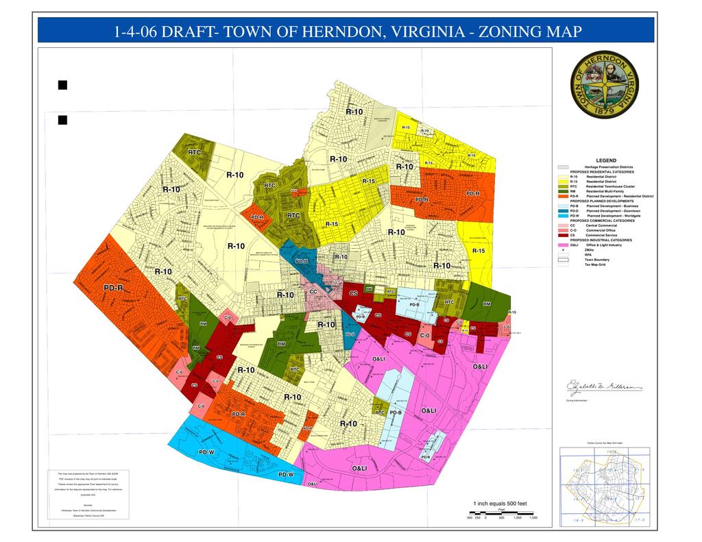 Town of Herndon Zoning Map Subject Property Location Base zoning map courtesy of Town of Herndon From Town of Herndon Code, Zoning Districts: Sec. 78-302.1.