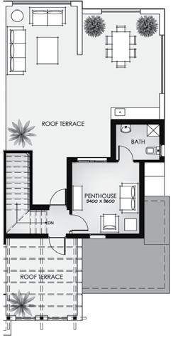TWINHOUSE TUSCAN (RIGHT) TOTAL AREA: 354.64 SQ.M Ground Floor 105.37 sq.m First Floor 114.01 sq.m Terraces & Loggias 26.84 sq.m Penthouse 30.86 sq.