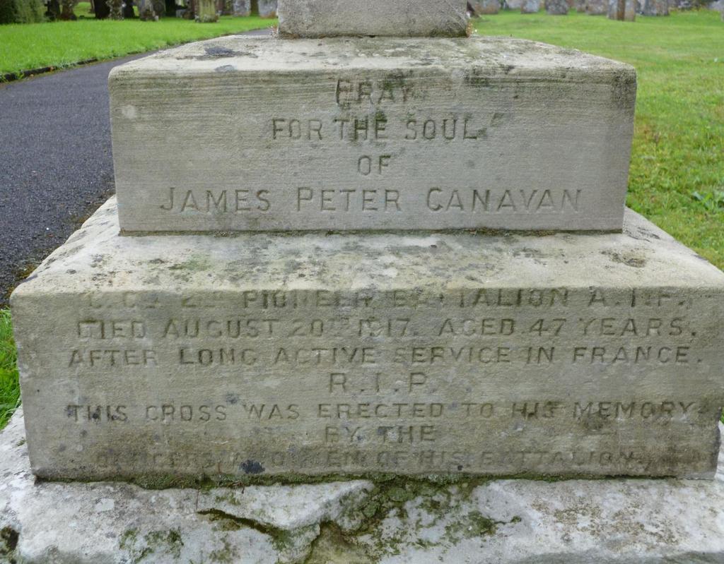 Pray For The Soul Of JAMES PETER CANAVAN 2nd Pioneer Battalion A. I. F. Died August 20th 1917.