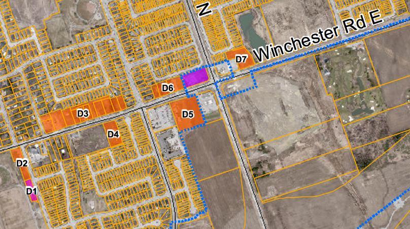 Area D: Winchester Road East Area Description This area is identified as an Intensification Corridor area under OPA 90.