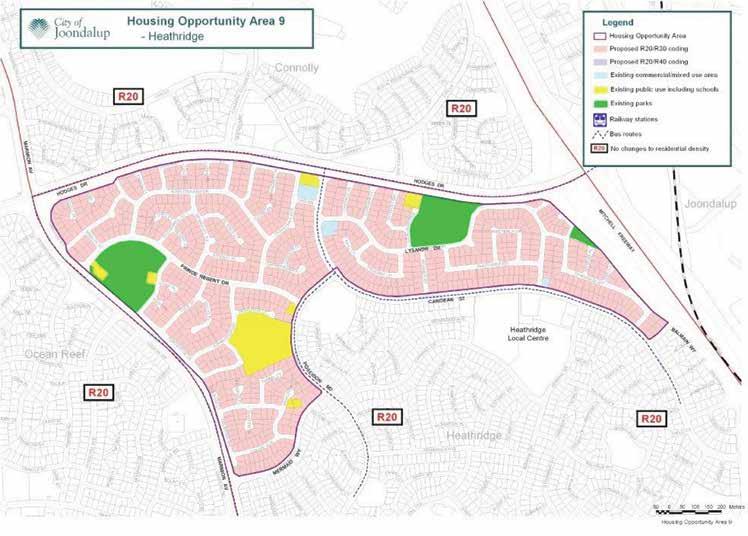 71 Housing Opportunity Area 9 Heathridge proposed R-Code changes Features Connecting people to places Marmion Avenue and Hodges Drive provide access for both private and public transport to nearby