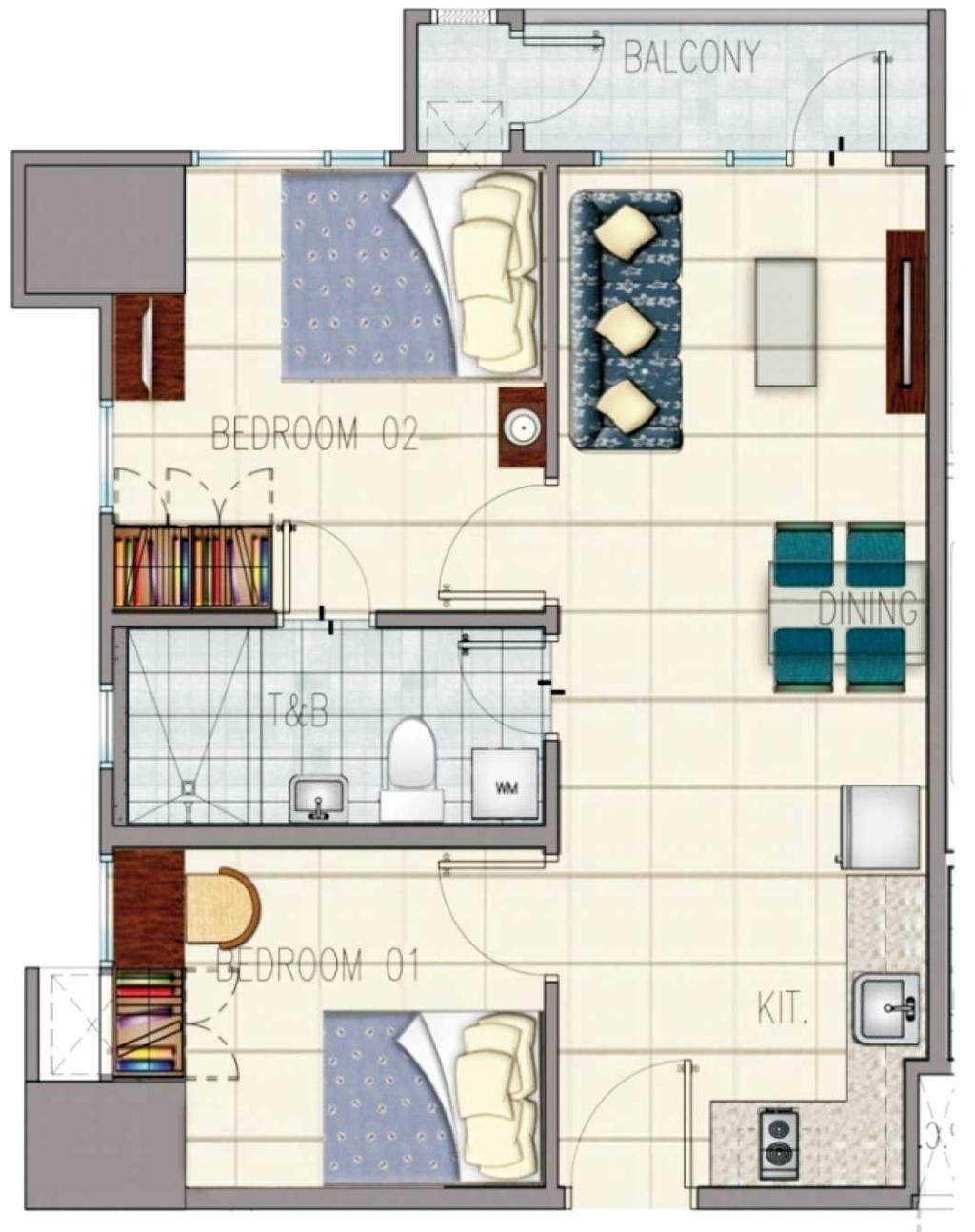 TOWER 2: BAHIA TYPICAL 2-BEDROOM UNITS LEGEND 2-Bedroom Units S E W