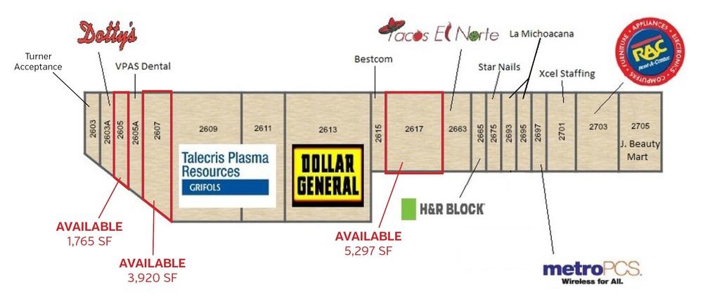 Site Plan SPACE FOR LEASE AT DOUGLAS CENTRE 2603-2709