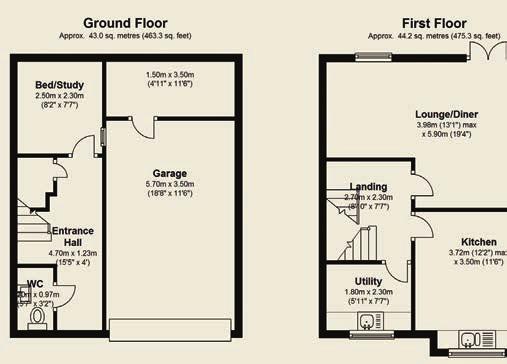 On the ground floor you have an L-shaped sitting room with a dining area that has triple bi-fold doors leading directly to the enclosed rear garden.